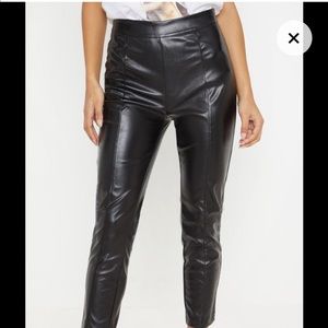 Leather high rise pants